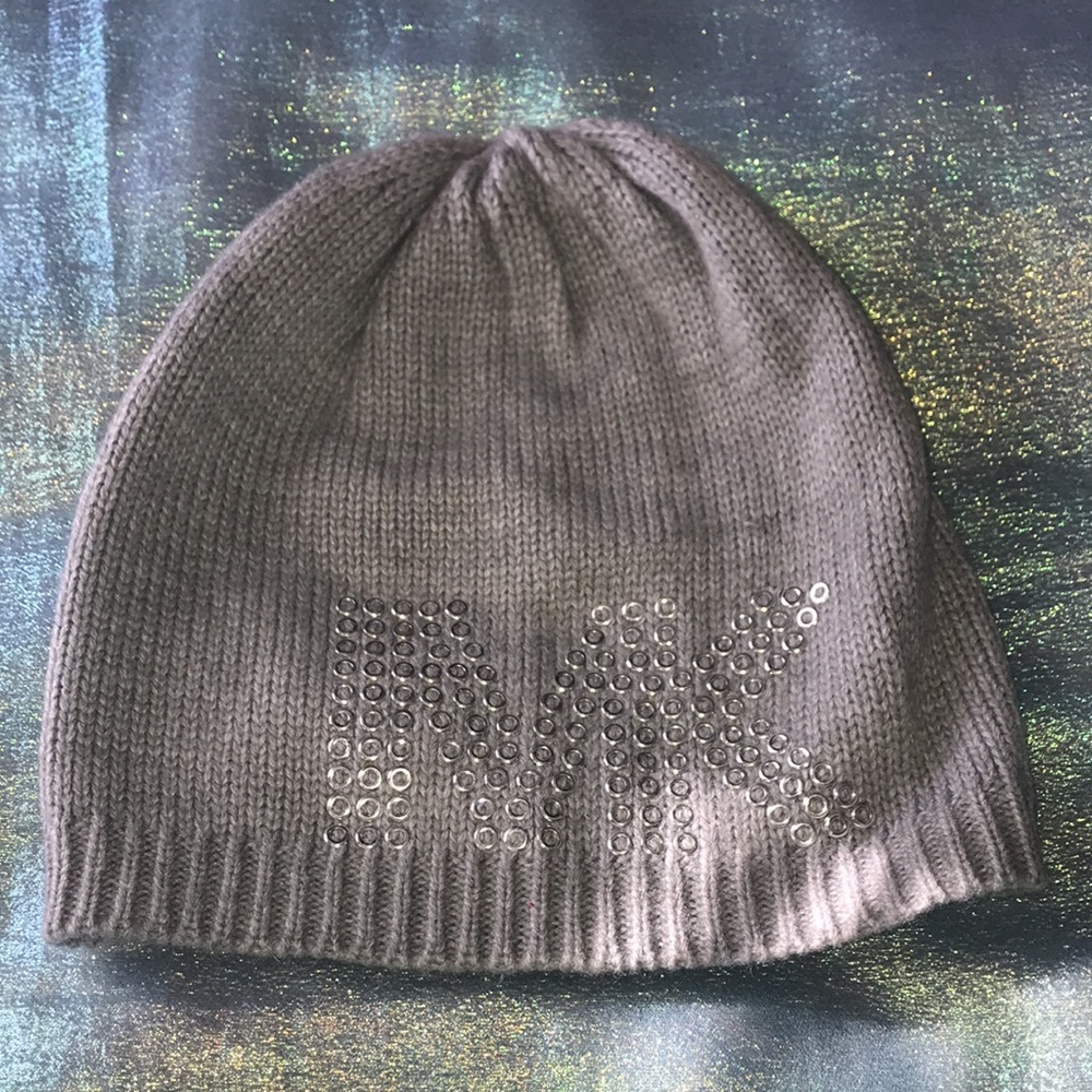 MICHAEL Michael Kors Embellished Gray Knit Winter Hat